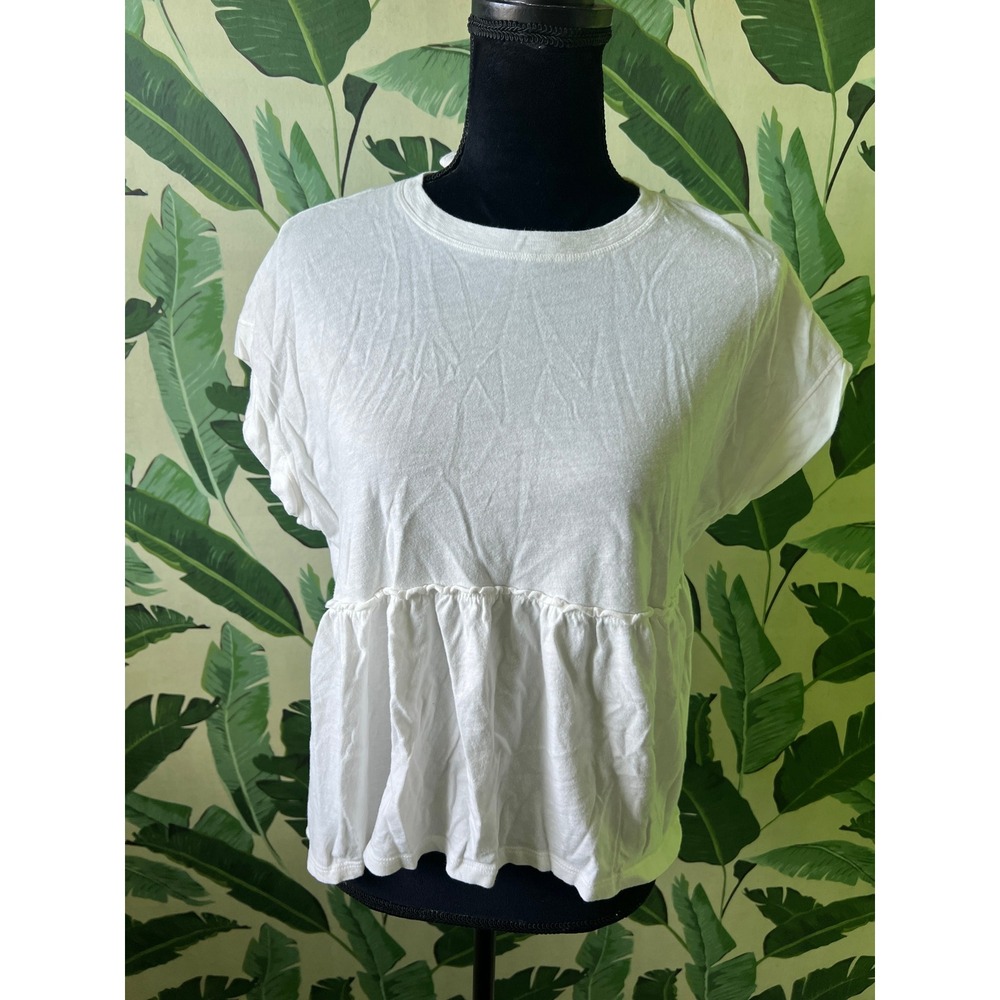 American Eagle Peplum Tie Back Top Women Small White NWOT